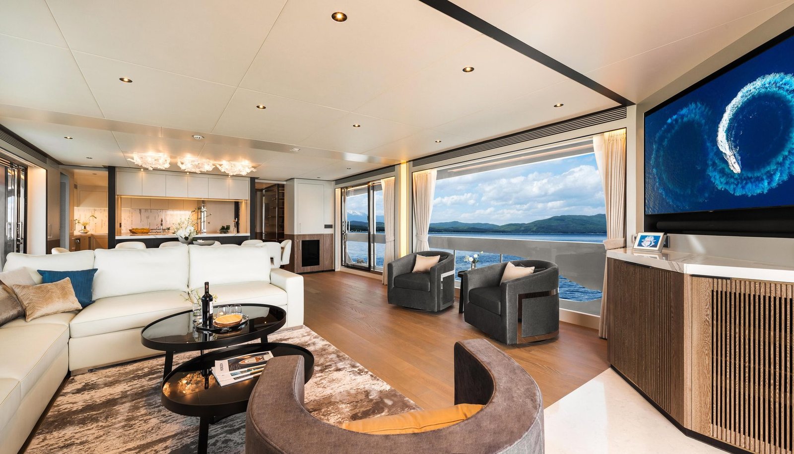 Luxury yacht interior salon